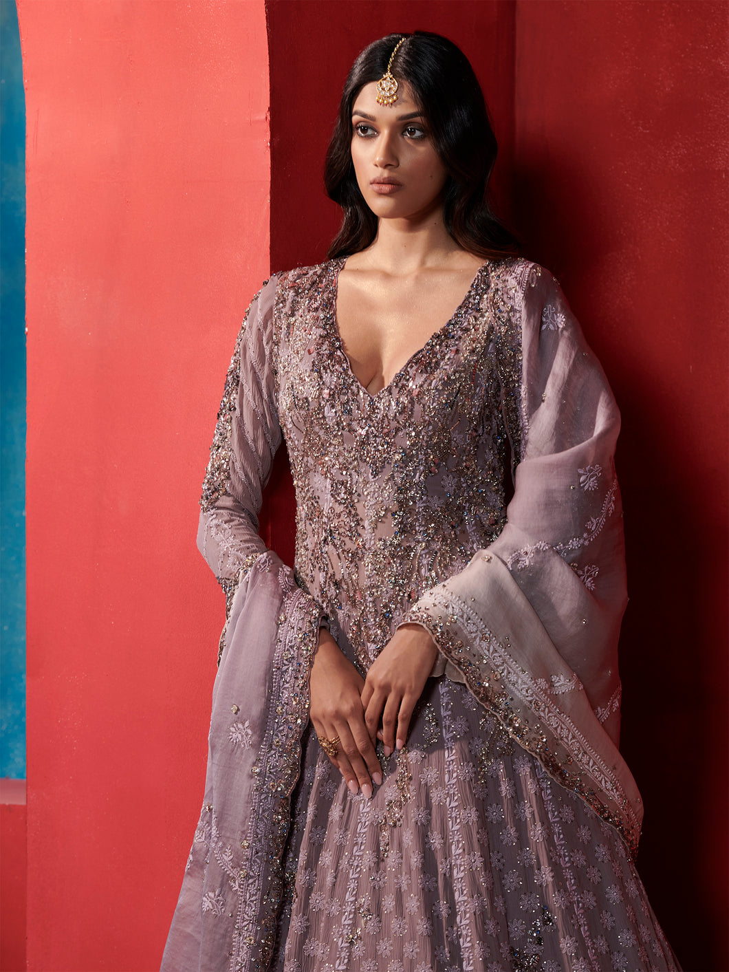Anya Chikankari Kalidar Kurta And Lehenga Set