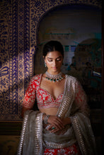 Load image into Gallery viewer, Red Silver Zardozi Lehenga Set
