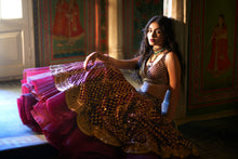 Load image into Gallery viewer, Wine Gold Lehenga Set
