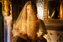 Load image into Gallery viewer, Gold Three-Dimensional Jewel Lehenga Set
