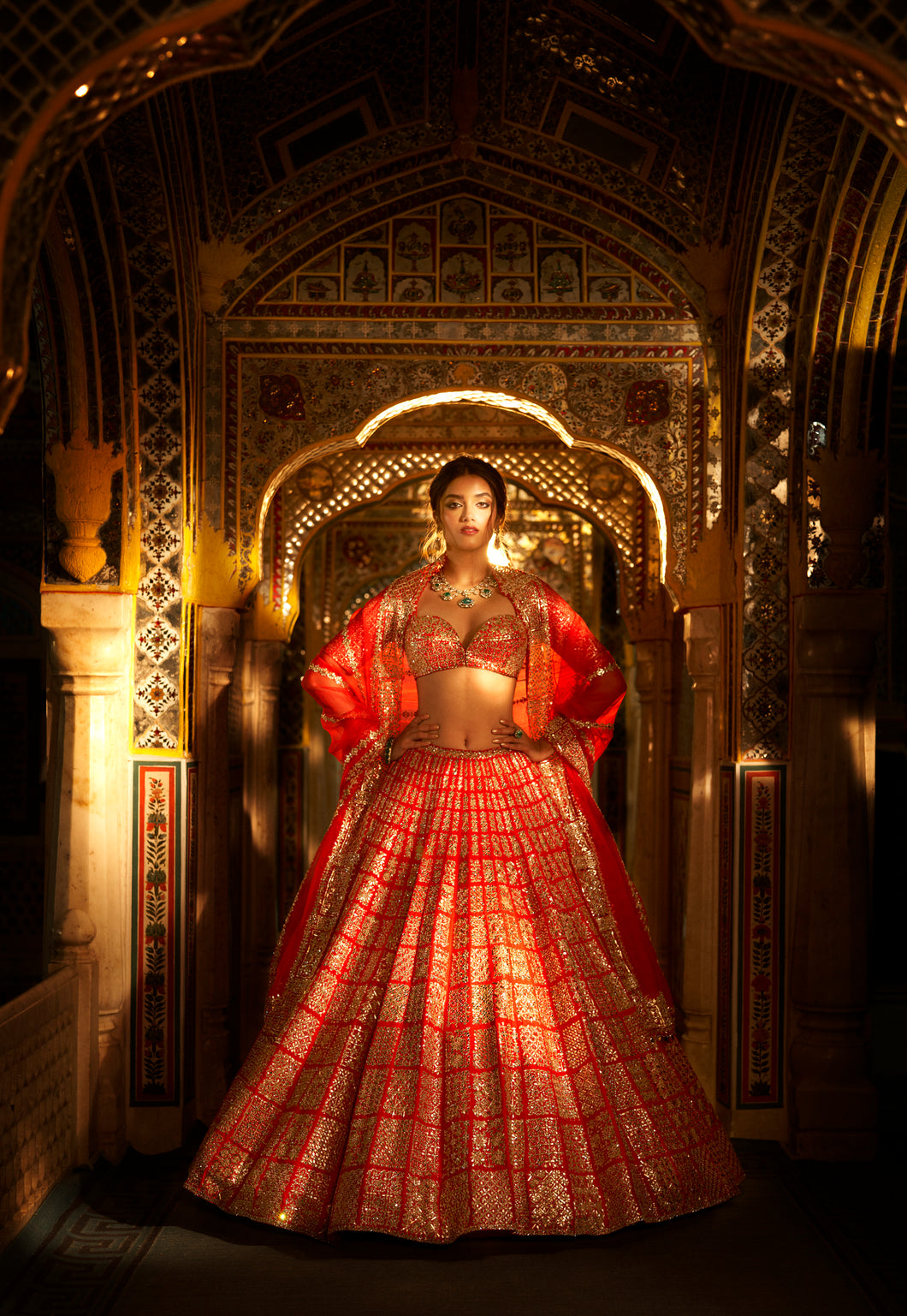 Red Gota Patti Lehenga Set