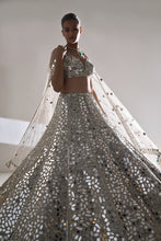 Load image into Gallery viewer, Cream Gold Mirror Work Lehenga Set
