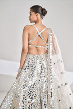 Load image into Gallery viewer, Cream Gold Mirror Work Lehenga Set
