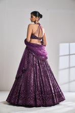 Load image into Gallery viewer, Burgundy Sequin Lehenga Set
