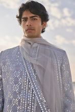 Load image into Gallery viewer, Metallic Grey Mirror Work Sherwani Set
