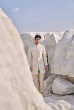 Load image into Gallery viewer, Off-White Three Dimensional Floral Sherwani Set
