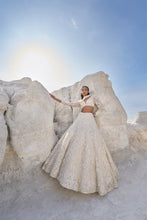 Load image into Gallery viewer, Cream Three-Dimensional Lehenga Set
