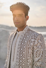 Load image into Gallery viewer, Nude Cream Open Sherwani Set
