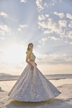 Load image into Gallery viewer, Cream Gold Mirror Work Lehenga Set
