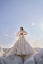 Load image into Gallery viewer, Cream Three-Dimensional Lehenga Set
