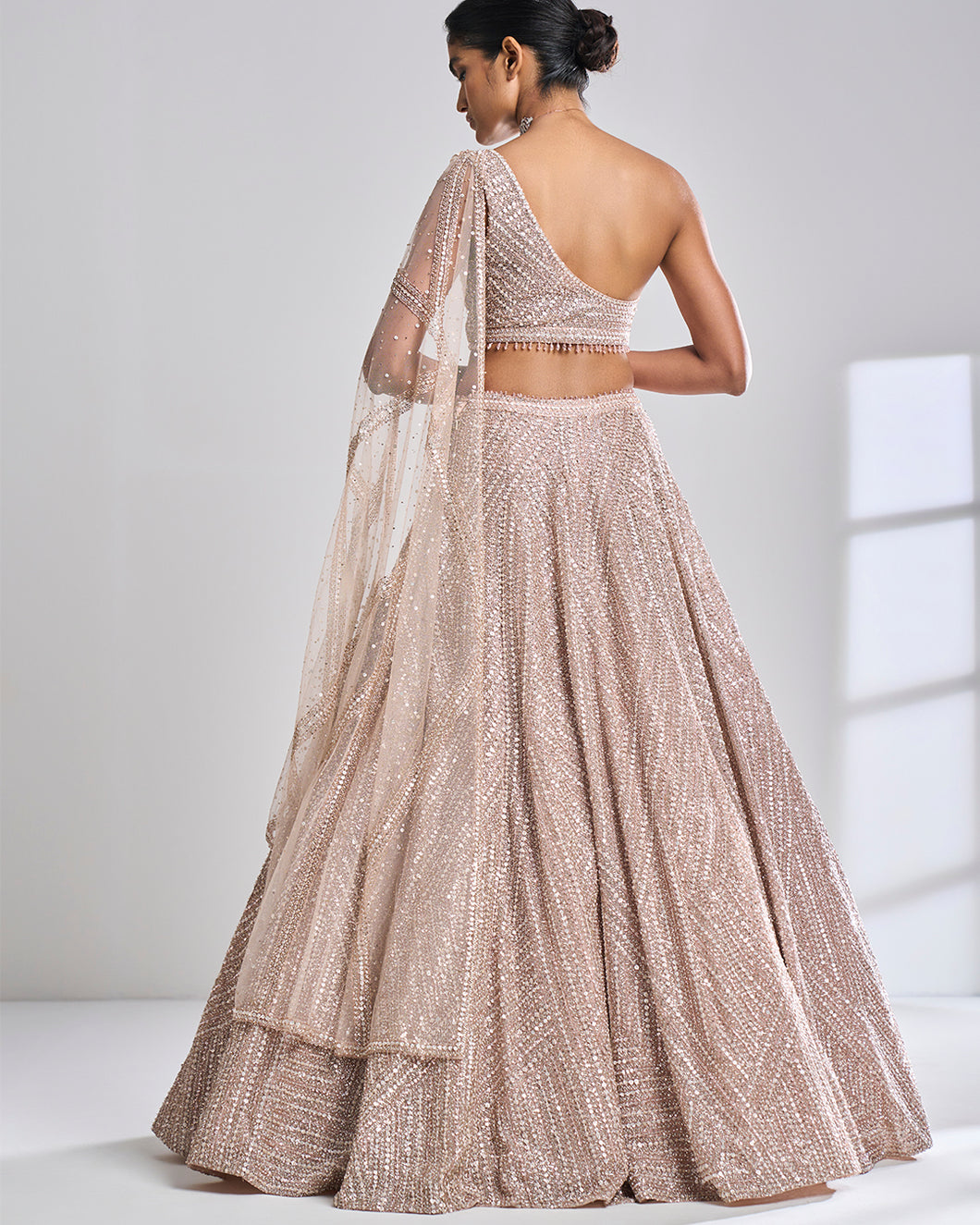 Rose Gold Pearl Lehenga Set