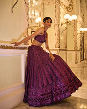 Load image into Gallery viewer, Burgundy Sequin Lehenga Set
