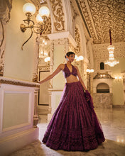 Load image into Gallery viewer, Burgundy Sequin Lehenga Set
