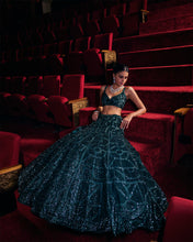 Load image into Gallery viewer, Dusty Teal Sequin Lehenga Set
