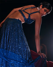 Load image into Gallery viewer, Persian Blue Sequin Lehenga Set
