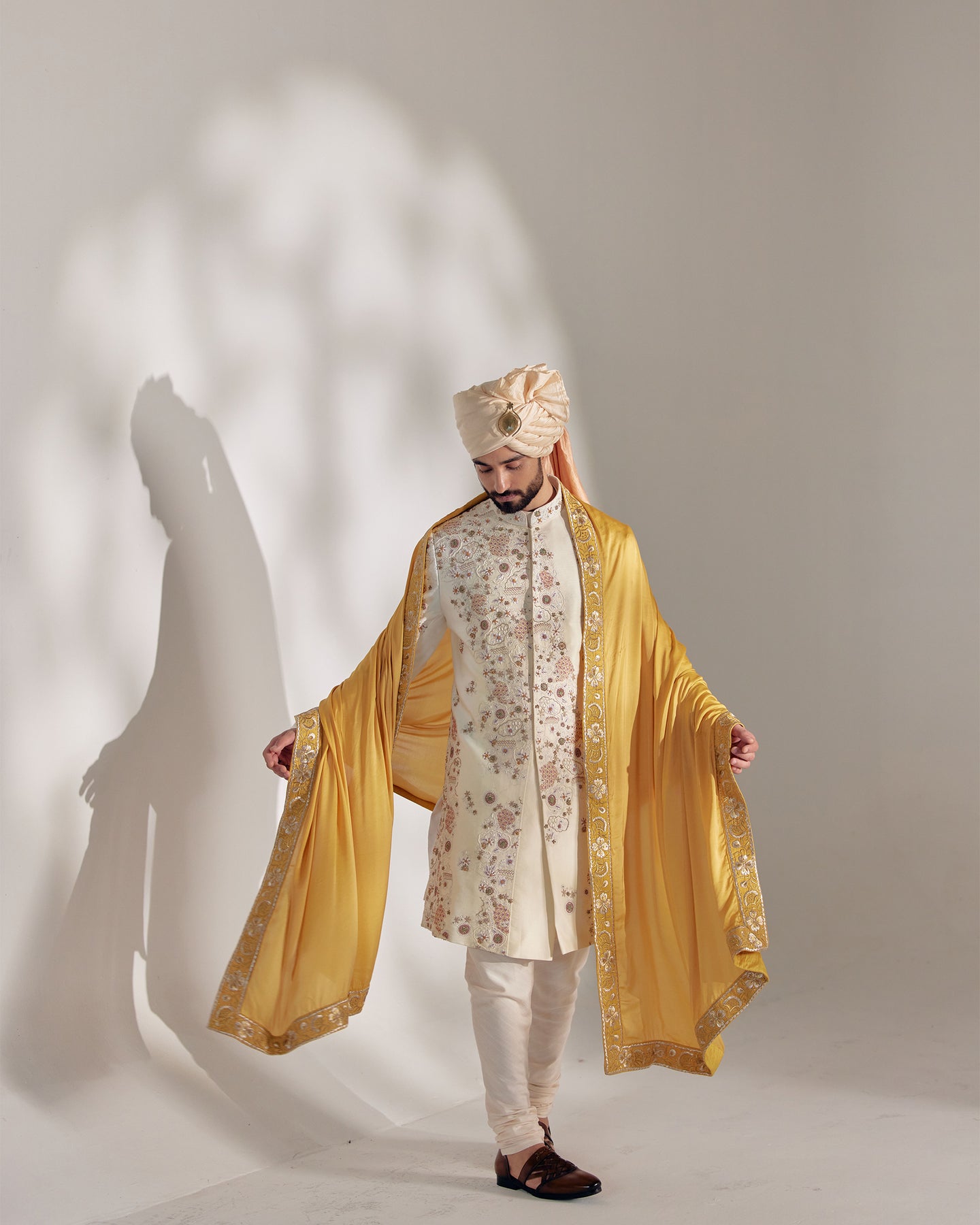 Ivory Ochre Sherwani Set