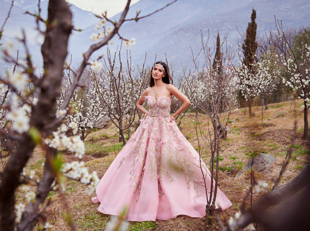 Kristle Pleated Satin Gown