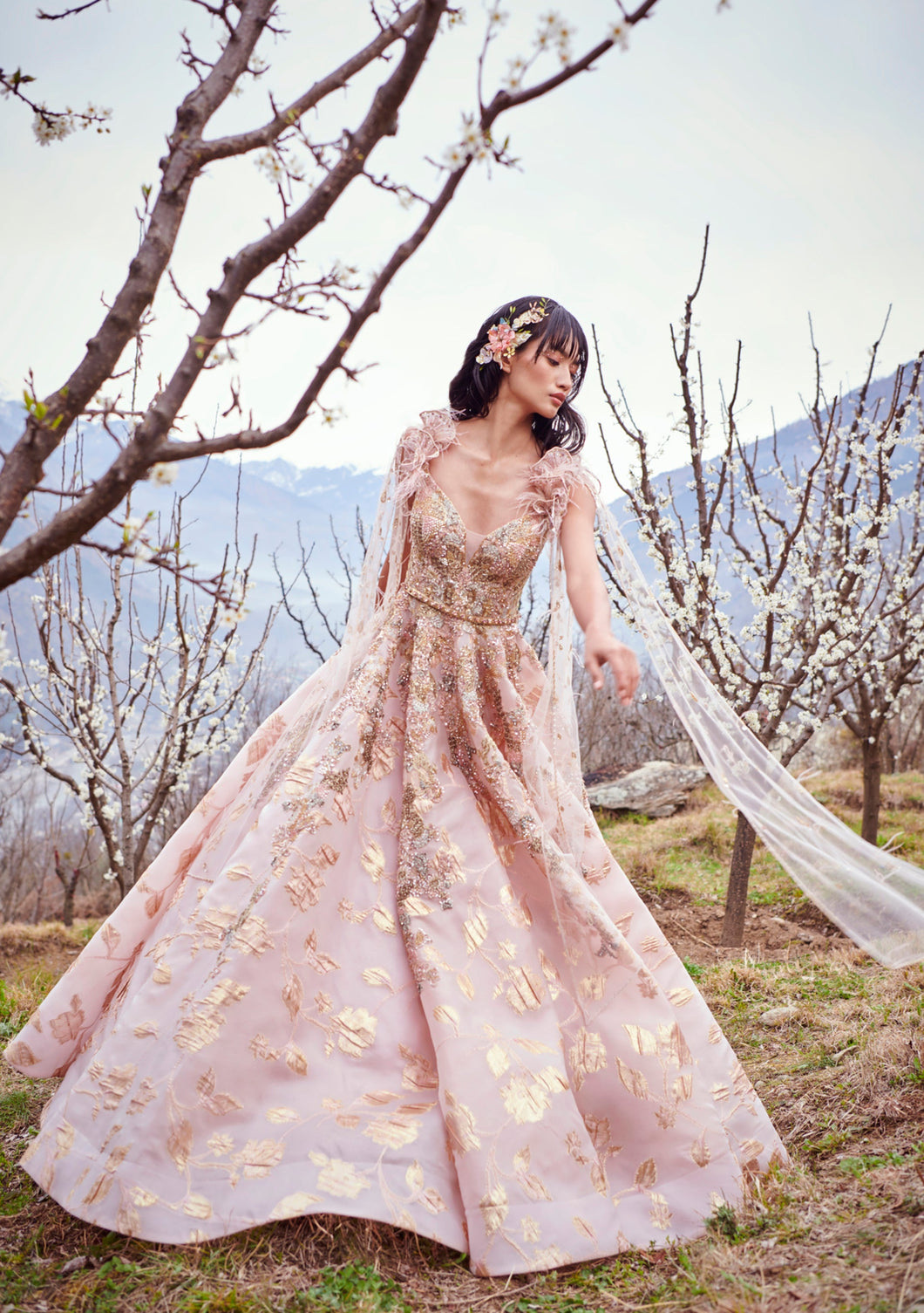 Norah Pink And Gold Woven Bridal Gown