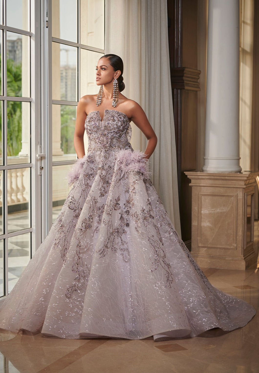 Estelle Pale Mauve Tulle Bridal Gown