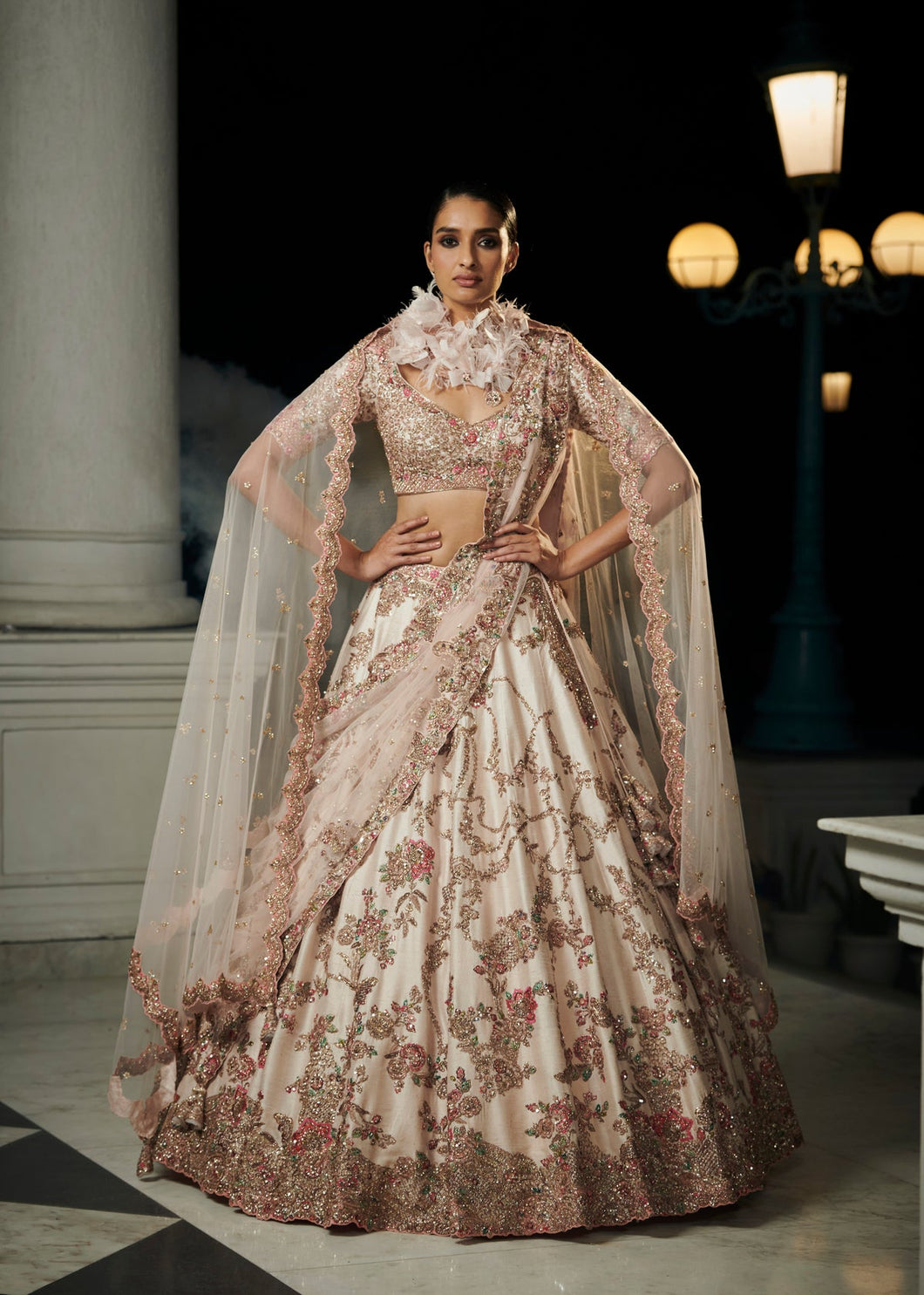 Pink Blush Raw Silk Bridal Lehenga Set