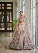 Load image into Gallery viewer, Gianna Pearl Muted Pink Shimmer Tulle Bridal Lehenga Set
