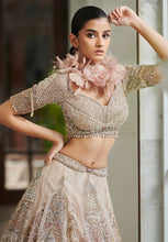 Load image into Gallery viewer, Gianna Pearl Muted Pink Shimmer Tulle Bridal Lehenga Set
