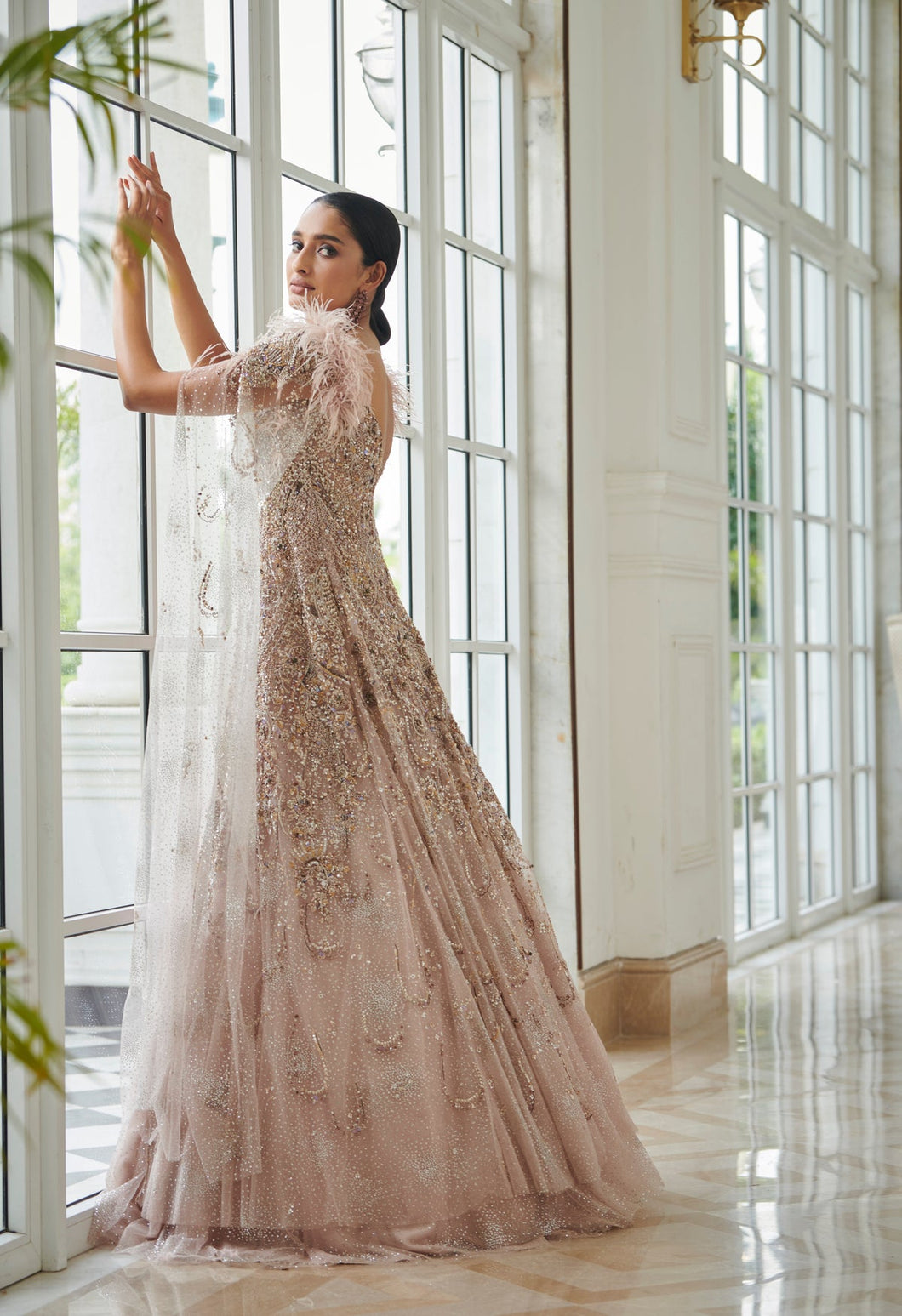 Morning Dew Silver Bridal Jacket Lehenga Set