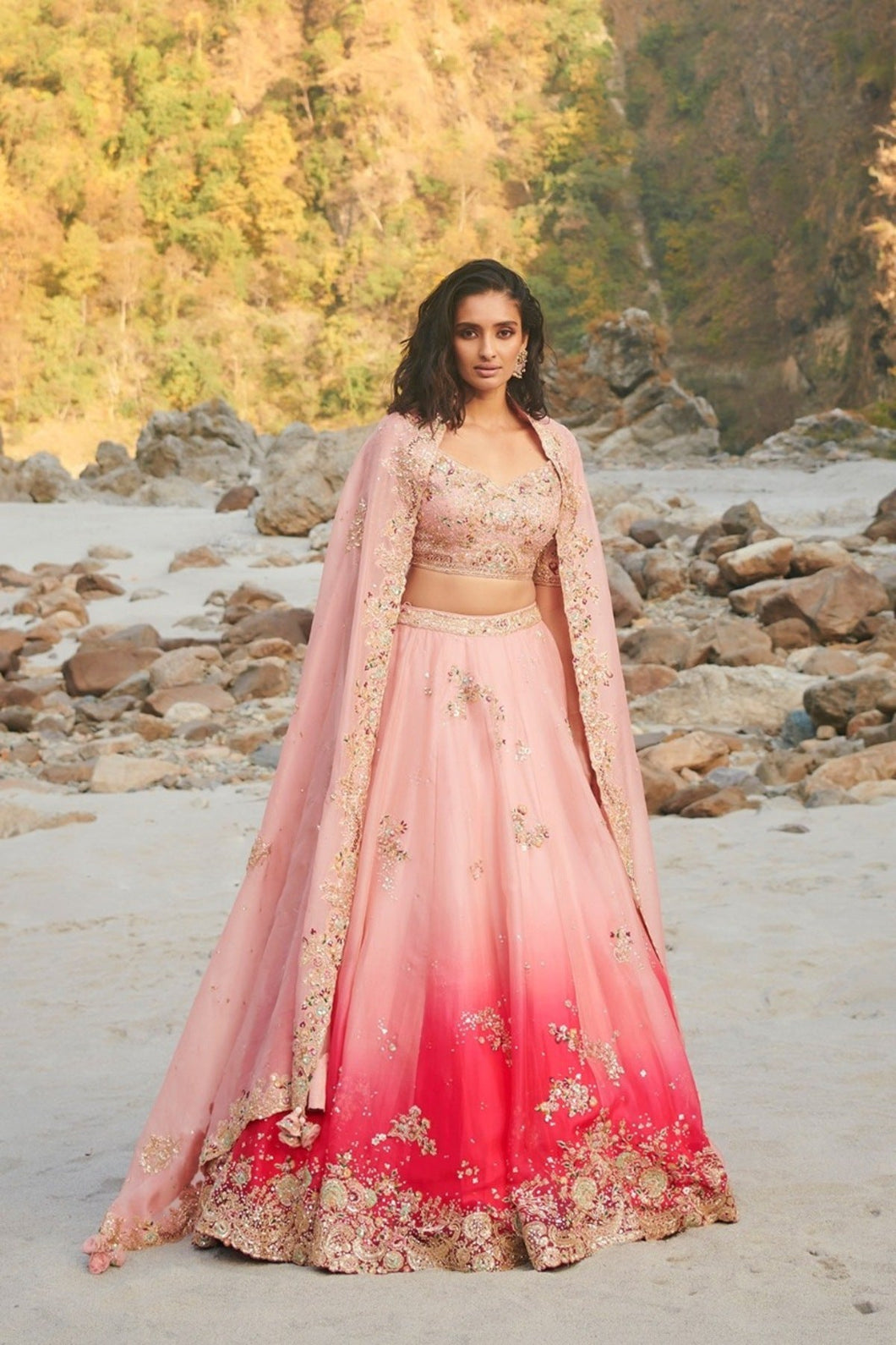 Fuchsia Organza Lehenga Set