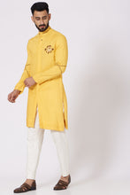 Load image into Gallery viewer, Yellow front open Kurta set
