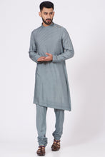 Load image into Gallery viewer, Chateau Grey Shoulder buttoned Kurta set
