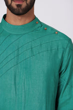 Load image into Gallery viewer, Jade Green Shoulder buttoned Kurta set
