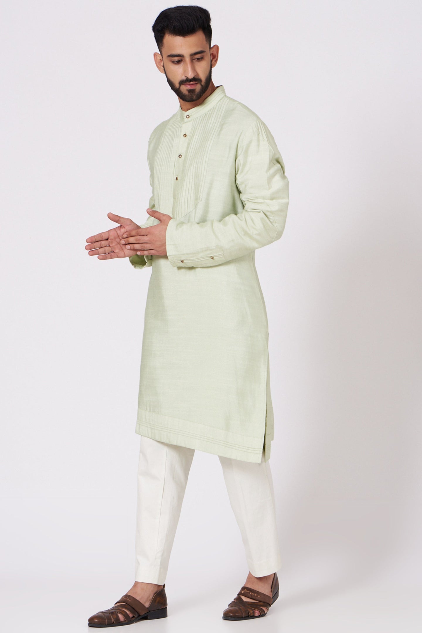 Duck egg Green four buttoned Kurta set