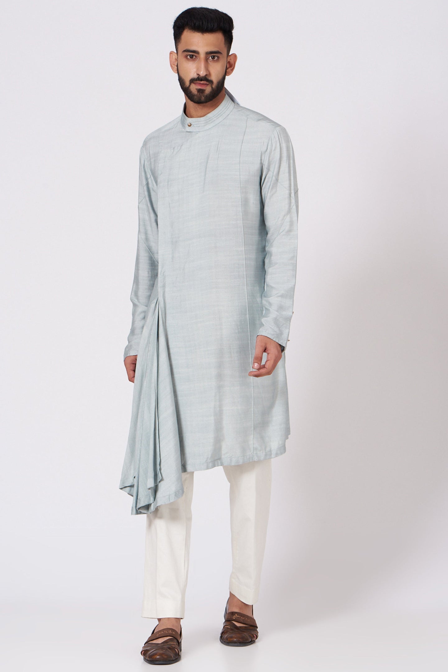 Ice Grey Drape Kurta