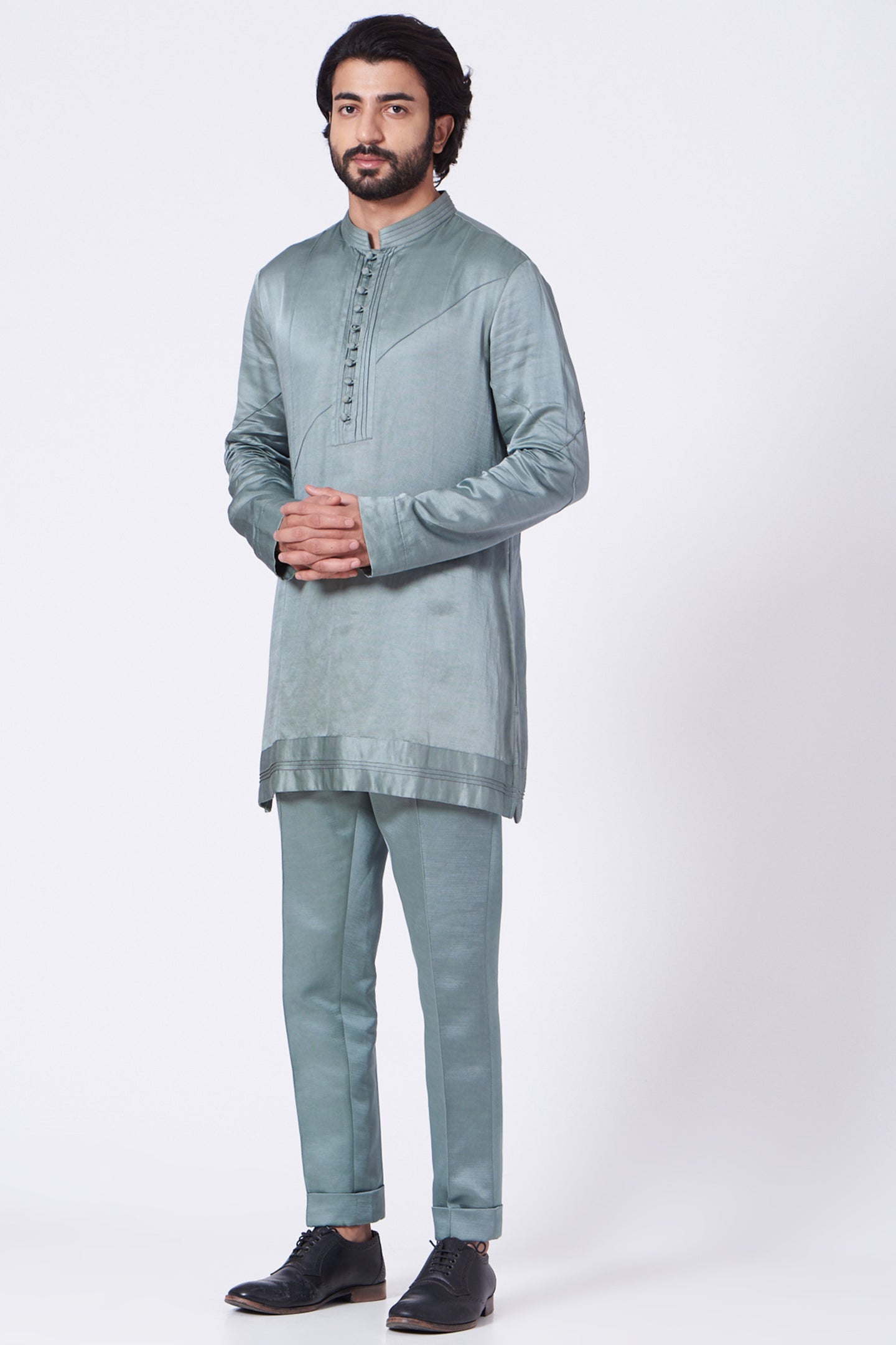 Chateau grey Silk Kurta set