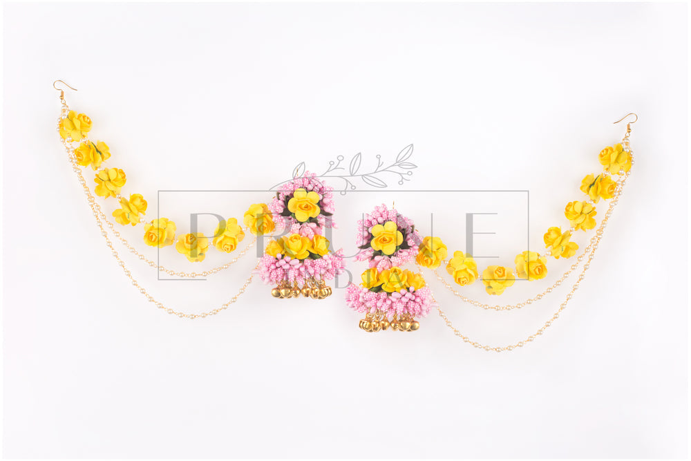 Jhumki With Floral Kaanchain In Roses(PIWB JFK ROSES)