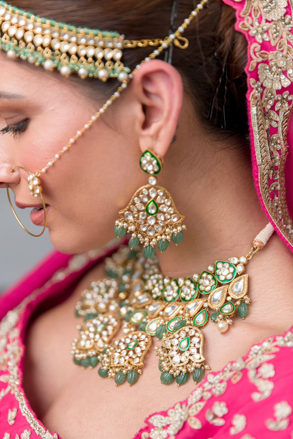 Green Meenakari Earrings