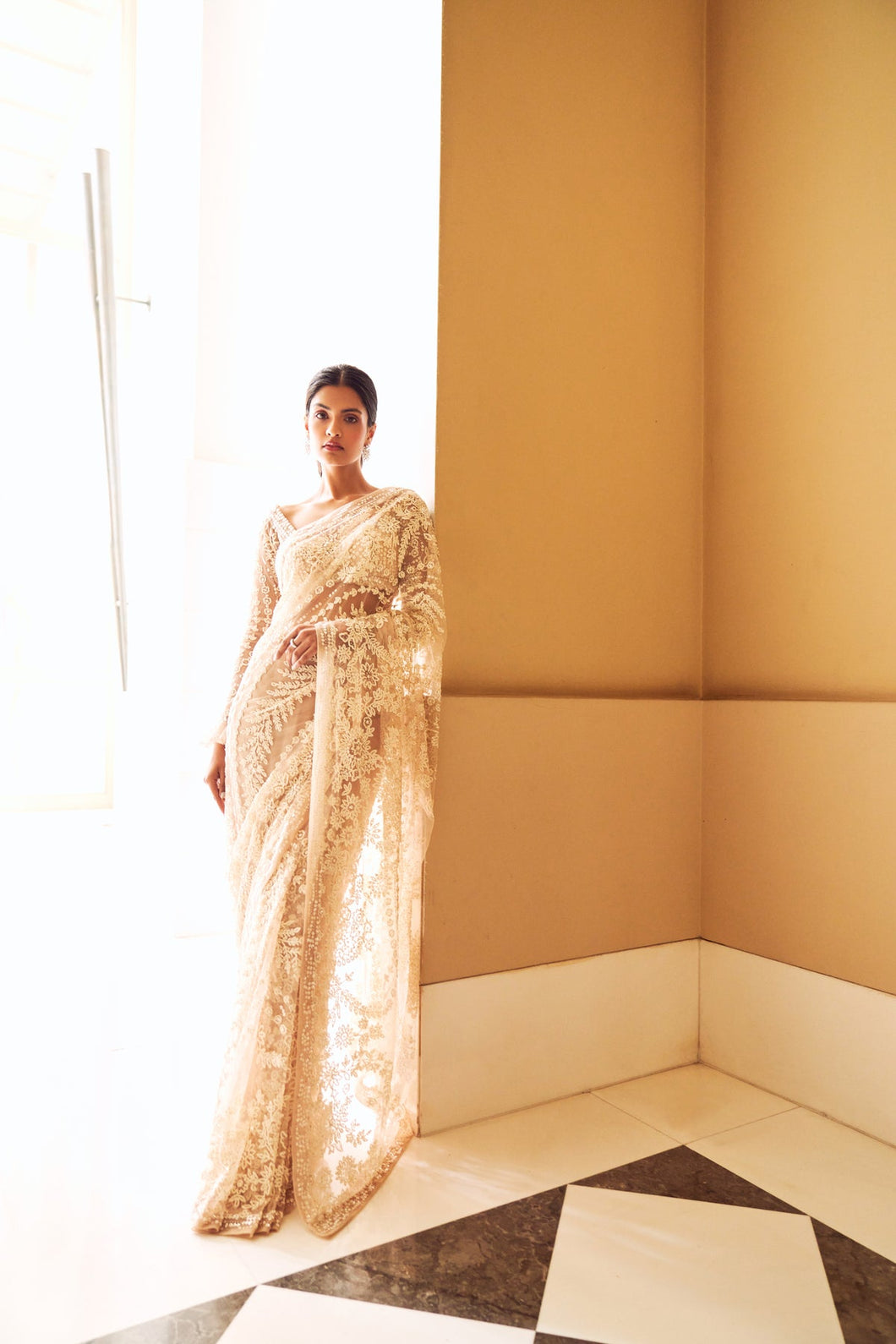 Nude Pearl Saree
