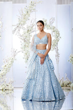 Load image into Gallery viewer, Powder Blue Mirror Work Lehenga Set
