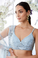 Load image into Gallery viewer, Powder Blue Mirror Work Lehenga Set
