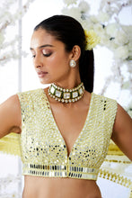 Load image into Gallery viewer, Lemon Yellow Mirror Work Lehenga Set
