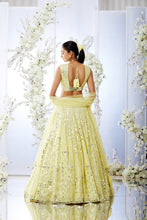 Load image into Gallery viewer, Lemon Yellow Mirror Work Lehenga Set
