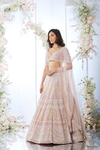 Load image into Gallery viewer, Crepe Pink Mutli-Coloured Sequin Lehenga Set
