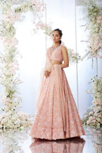 Load image into Gallery viewer, Tropical Peach Sequin Lehenga Set
