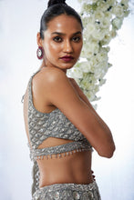 Load image into Gallery viewer, Dark Grey Sequin Lehenga Set
