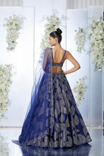 Load image into Gallery viewer, Navy Crystal Lehenga Set
