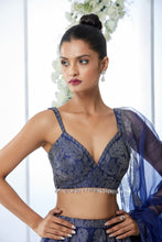 Load image into Gallery viewer, Navy Crystal Lehenga Set
