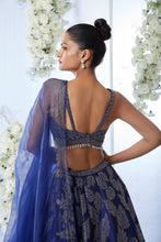 Load image into Gallery viewer, Navy Crystal Lehenga Set
