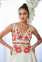 Load image into Gallery viewer, White Floral Jacket Lehenga Set
