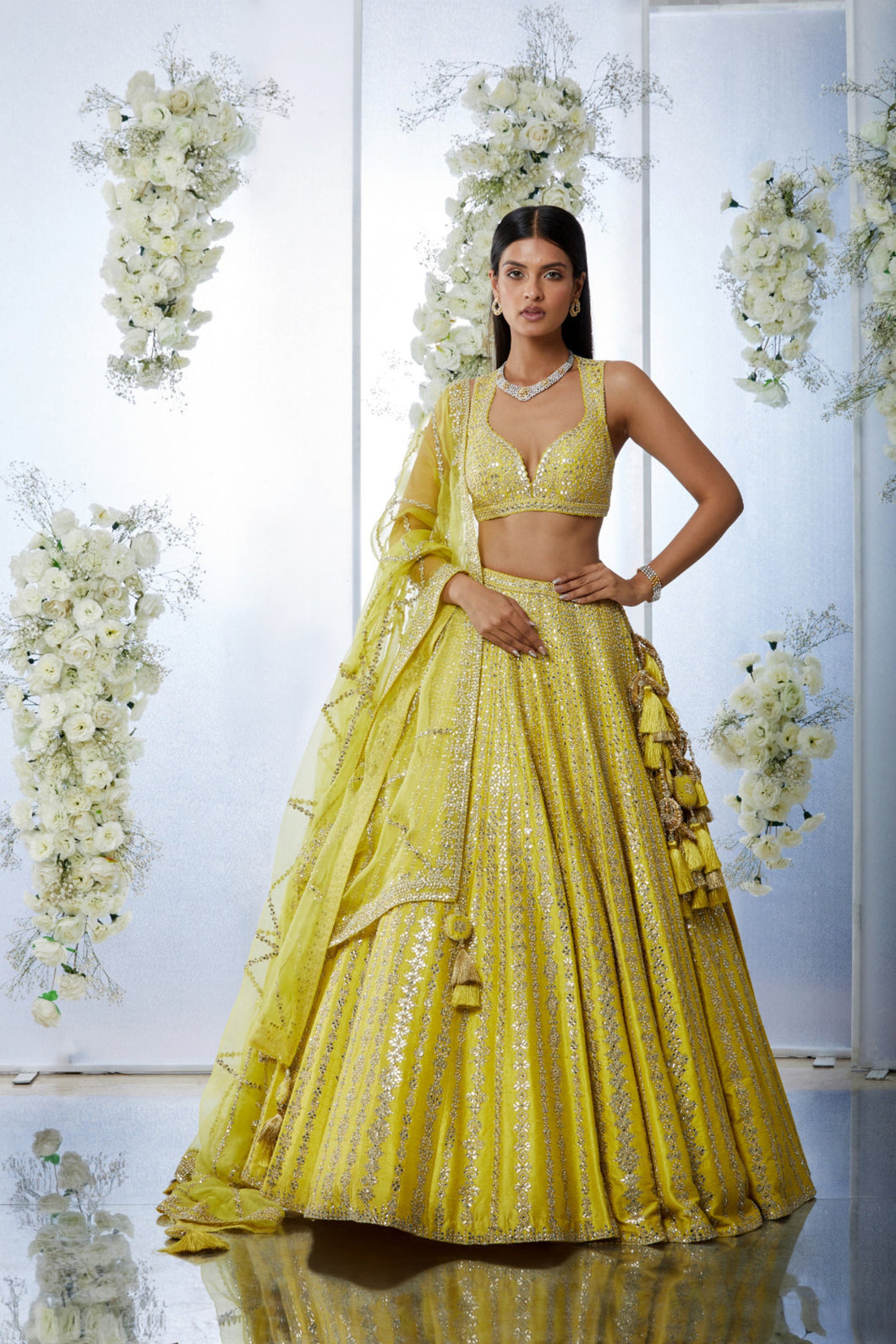 Sunset Yellow Gota Patti Lehenga Set