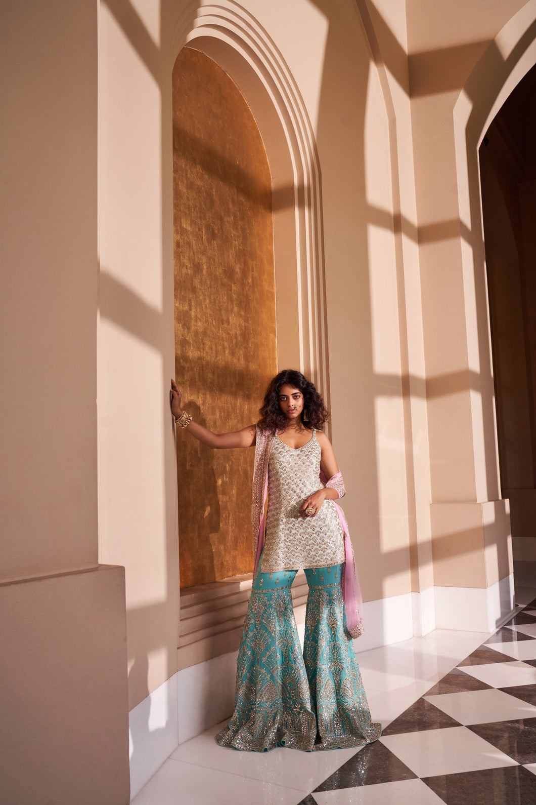 Three-Colored Sharara Set